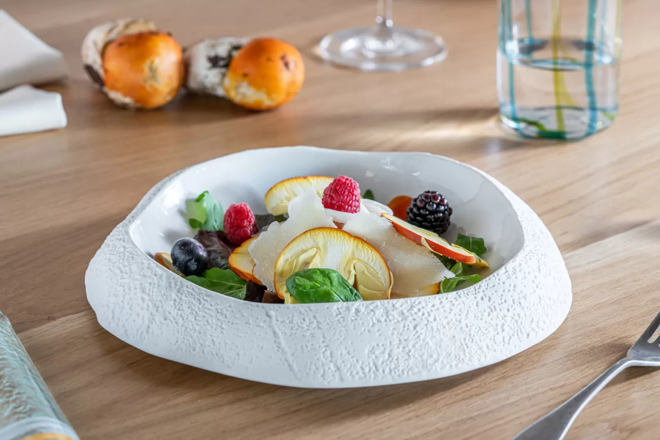 Carpaccio di funghi ovuli freschi con olio extravergine
