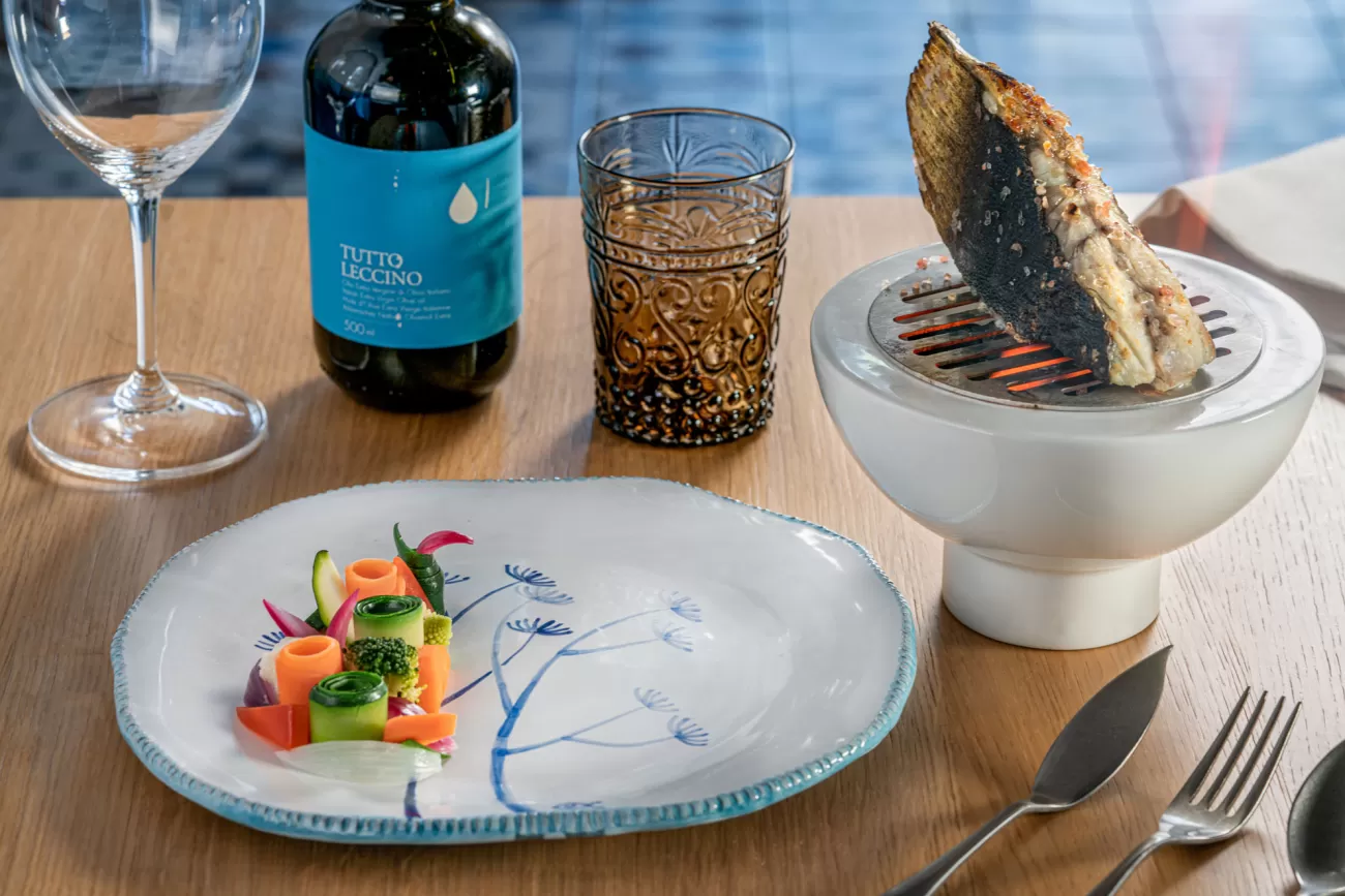 Filetto di rombo affumicato con contorno – food photography per menu ristorante
